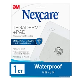 Nexcare Tegaderm + Pad Transparent Dressing, Absorbent Pad Wicks Fluid And Doesn't Stick To Your Wound, 6 x 6 in, 1 Count