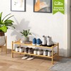 BMOSU 2-Tier Bamboo Extended Shoe Rack Premium Stackable Shoe Shelf