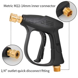 WYFCR High Pressure Washer Gun, with 5 Water Nozzle Tip, M22 14MM Fitting Hose Connector, 1/4" Connector Pressure Washer Accessories,Stubby Gun, for Karcher, or Car Washing and Patio Cleaning
