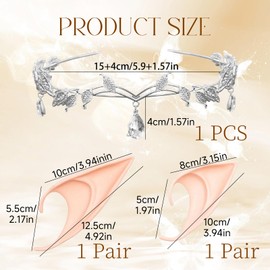 QITHGYD Princess Crystal Crown with Elf Ears, Vintage Rhinestone Tiara, Princess Headpiece and Soft Elf Ears, Tiara for Wedding Bridal Theme Party Carnival Cosplay Festival Costume Accessories