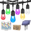 Larkvue 100FT(2x50FT) RGB Solar Outdoor String Lights with Remote, Multicolor&Warm