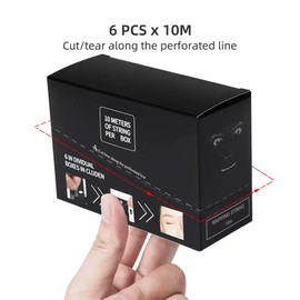 BOLUOYIN 6 Pack Pre-ink Brow Mapping String for Microblading Eyebrow Marker Thread Tattoo PMU Positioning Eyebrow Measuring Tool for Marking Symmetrical Eyebrows (Black-6pcs/box)