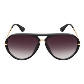 EDGEIWEAR Designer Inspired Fashion Aviator Sunglasses for Men Women Flat Gradient Lens UV Protection 53114-FLAP-1(BLK.ap)