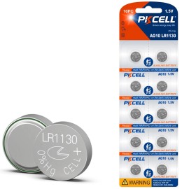 PKCELL 10X LR44 LR41 AG5 AG6 AG7 AG9 Button Cell 1.5V Alkaline Calculator Watch Battery - 10PCS, AG10(LR54/389)