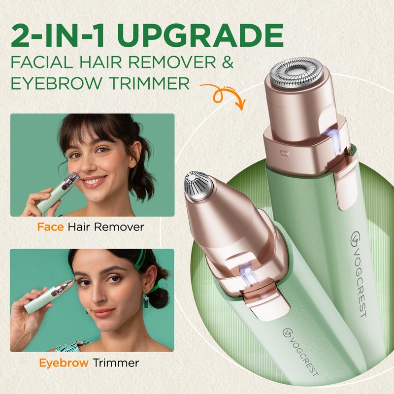 VOGCREST Hair Trimmer, 2 in 1 Facial Hair Remover &