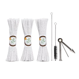 Pipe Cleaners Tool Set | 132 Hard Bristle Pipe Cleaners Bulk, 2 Nylon Bristle Brush, Tamper Tool | Nylon Bristles for Extra Scrub | Absorbent Cotton | Pipe Cleaners for Cleaning | Chenille Stems