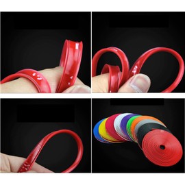 26FT Rim Trim Wheel Protection Strips Wheel Hub Stripe Automobile Edge Decoration Rubber Strip Line Tire Care Protector(Color:red)