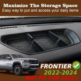 Muslogy Compatible with Nissan Frontier 2024 2023 2022 Accessories Dashboard Insert Tray Storage Box Phone Holder Non-Slide Silicone Rubber Interior Organizer (Won't Fit 2025 Frontier)
