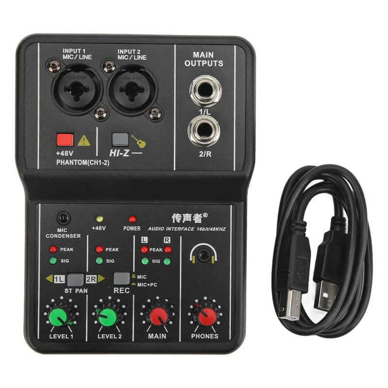 Dpofirs Professional Mixer Sound Board Console, 48V 2 Channel Desk