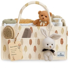 Altairea Hamper Gift Set Diaper Caddy Organizer with Plush Toy, Portable Nursery Storage