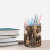 JTKSDBV Round Pen Holder Leather Desktop Container Pen Cup Elephant