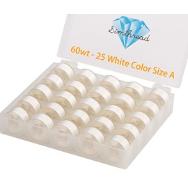 Simthread 25 x Pre Wound Bobbins Size A Grade 15 (SA156) 60WT with Clear Storage Box Plastic 70D/2 for Embroidery Thread Sewing Machine