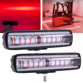 Biqing 2PCS Red Forklift Safety LED Light,6 Inch LED Work Light Bar Warehouse Warning Light 12V/24V Truck Safety Light Indicator Spotlight for Offroad/Truck/Tractor/Fork Truck