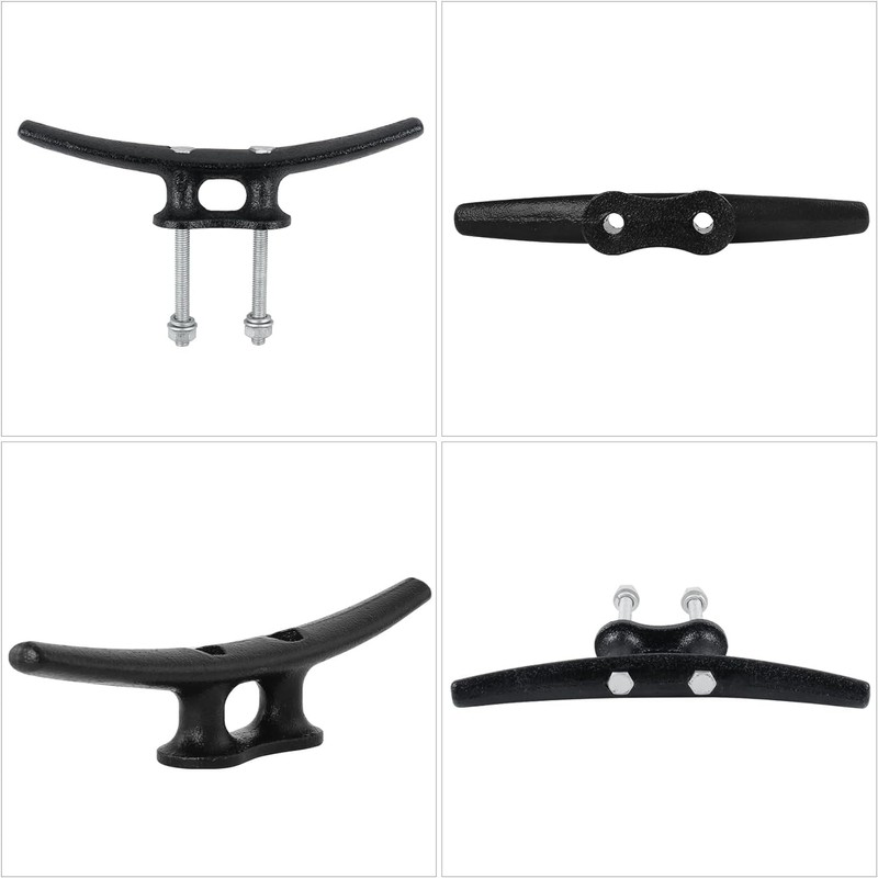 VEITHI Boat Cleats 8 inch (6 Pack),Electrophoretic Coated Black Boat