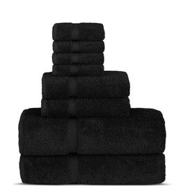 Chakir Turkish Linens Premium Cotton Absorbent Turkish Towels (8-Piece Towel Set, Black)