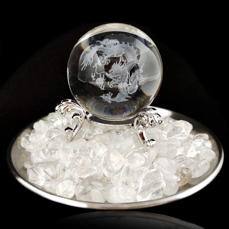 【Rokushikido】Crystal Ball Dragon, Dragon God, Rising Dragon, Figurine, Purification, Quartz,