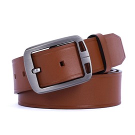 HOLMANSE Mens Top Grain Leather Belt Casual for Jeans 1.5" Wide Square Buckle Gun Belt Dress Golf Belt Gift Box Packaging