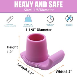 ZHUOKECE 4 Pcs Walker Glide Skis, Universal Fit Walker ski Glides, Heavy Duty Rubber Walker Glides Walker Feet Replacement (Pink)