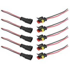 2 Pin Way Car Waterproof Electrical Connector AWG Wire Plug Cable for Car Boat Marine Motorcycles-5 Packs