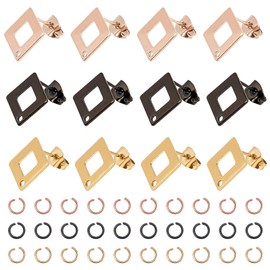 UNICRAFTALE 3 Colors Rhombus Stud Earring with Loop 24 Pairs Hypoallergenic Stud Earring 0.8mm Pin Stainless Steel Stud Earring Square Ear Studs for DIY Earrings Jewelry Making