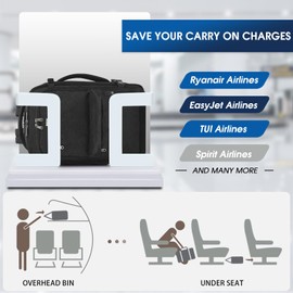 WANDF Hand Luggage Backpack 55 x 40 x 20 cm / 45 x 36 x 20 cm for Easyjet Airlines, Underseat Travel Hand Luggage Backpack with Wet Compartment, 17 Inch Laptop Backpack for Men and Women, black 20l,