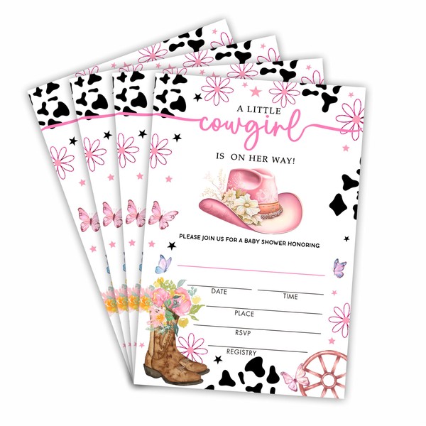 Cowgirl theme Baby Shower Invitation With Envelope, A Little Cowgirl