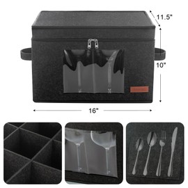 Foyego Wine glass Storage Boxes, Stemware Storage Cases with Divider, China Storage Containers Box for 12 Crystal Glassware,Goblets,Wine Glasses,Drinkware Packing & Moving(2Pack)