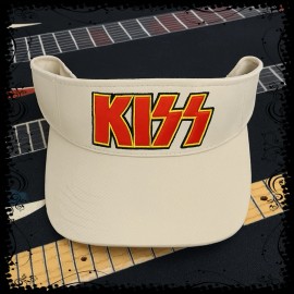 KISS ROCK BAND GOLF AND TENNIS SUN VISORS BEIGE HAT ADJUSTABLE BACK