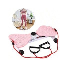 Waist twist Machine, slim waist and toned abs, 300 lbs weighing, can stand with feet apart, double non-slip, no noise use Exercise Equipment Abdominal Roller Workout - Color: Pink