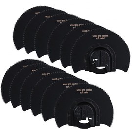 HIFROM 3-7/16 Inch(87mm) Semi-Circular Wood/Plastic/Soft-Metal Oscillating Saw Blades Kit, Saw Blade Set Compatible with Most of Oscillating Tool(12 Pack)