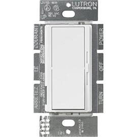 Lutron DVSTV-WH Diva 8 Amp 3-way/Single-Pole 0-10V Dimmer, no neutral required, White