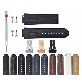 Ewatchparts Leather Rubber Watch Band Strap Compatible With 44-45-48mm Hublot Big Bang With Screws, Screw Driver, And Buckle