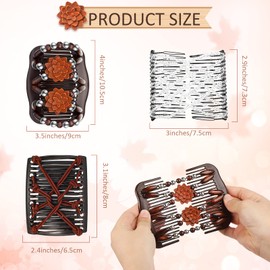 6 Pieces Hair Combs Stretchy Double Comb Hair Clip Beaded Double Stretching Combs Double Slides Hair Combs Elastic Hair Clips for Women Ladies Girls DIY Accessories (Classic Style)