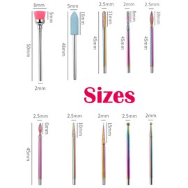 10PCS Nail Drill Bit Set Carbide Nail Drill Bits Tungsten Ceramic Nail Bits Kit Acrylic Nail Drill Bit Set, Diamond Efile Nail Drill Bits Cuticle Poly Gel Nail Drill Bits, Nail Drill Bit Set