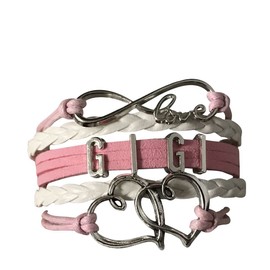 Pulsera Gigi de la colección Infinity Gigi, regalo para abuelas, regalo del día de la madre, 8 pulgadas, Acero inoxidable