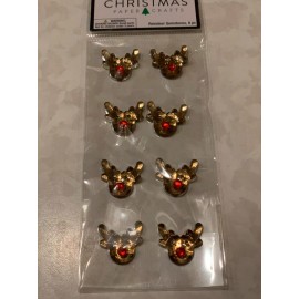EK Success Brands ACRYLIC CHRISTMAS DEER HEADS W/ RED NOSE 8PCS