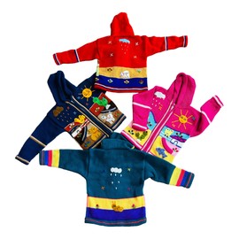 Peruvian Wool Knitted Sweater with hoodie for babies & toddlers, Unisex, Chompas Peruanas, fall winter sweater, colorful jacket for kids (4T, Navy Blue)