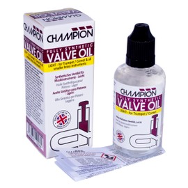 Champion Valve & Rotor Oil (Fully Synthetic - Light) for Cornet, Trumpet, Flugelhorn and French Horn Rotors. Lubrication for Brass Musical Instruments. 50ml. Made in the UK.