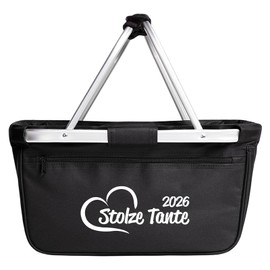 Huuraa Shopping Basket Proud Aunt 2026 Heart Gift 20 Litres Black Proud Aunt Gift Idea