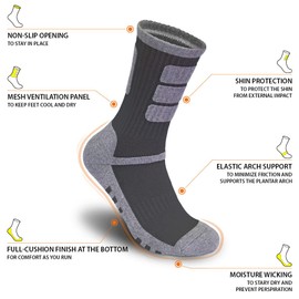 DEARMY Hiking Socks for Women/Men with Cushioned Moisture Wicking Sport Athletic Running Cotton Crew Socks-(5Pairs) (Large, 5 x Charcoal)