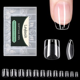 Extra Short Square Nail Tips, 216pcs Acrylic Fake Nails Soft Gel X Nail Tips, Full Cover Pre-Shaped Matte Clear Press on Nails for Extension, Diy at Home Manicure 12 Sizes