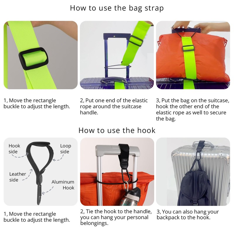 Heavy Duty Adjustable Luggage Connector Straps for Suitcases 4PCS Add