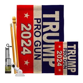 Trump Flag Pro Gun Burlap Garden House Flag Kit Patriotic Vote President Democrat Republican Tea Party United State American Election Banner Small Yard Gift Double-Sided, Made in USA