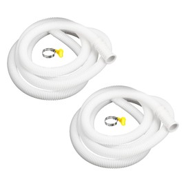 sourcing map Universal Air Conditioner Drain Hose 16mm ID 6.6ft with Clamp for AC Units Washing Machine, White Pack of 2