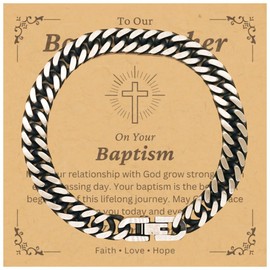 DARIN GIFT To Our Bouns Brother Cuban Link Bracelet Gifts For Brother - Your Relationship With God Grow Stronger - Catholic Christian Baptism First Communion Confirmation Christmas Gifts