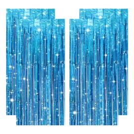 Pack of 4 Tinsel Curtains, Dark Blue, Glitter Curtain, Tinsel Streamers, Blue Fringes, Curtain Glitter Dark Blue, Decoration for Sünnet, Christening, Police, Birthday, 90s Party (1 m x 2 m)