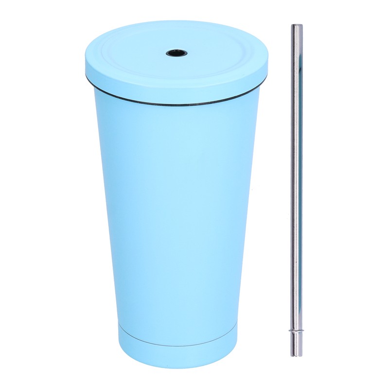500ML Small Vacuum Coffee Cup Iced Coffee Bottle with Straw