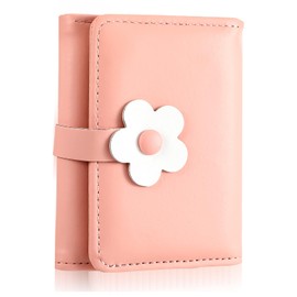 Bruislard Pink Wallet Cute Small Coin Purse Kawaii Flower Card Wallets for Girls Women ID Credit Card Holder