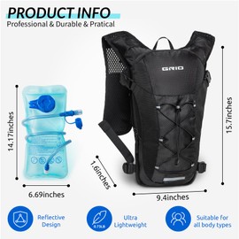 Hydration Pack Backpack for Women & Men, Small Running Backpack, Lightweight Water Backpack with 2L Water Bladder for Hiking Cycling Running Biking Black