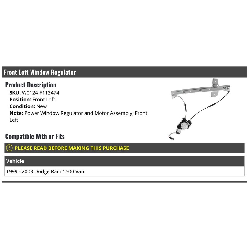 Front Left Driver Side Power Window Regulator with Motor -